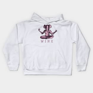 Wine Yoga Elephant Kids Hoodie